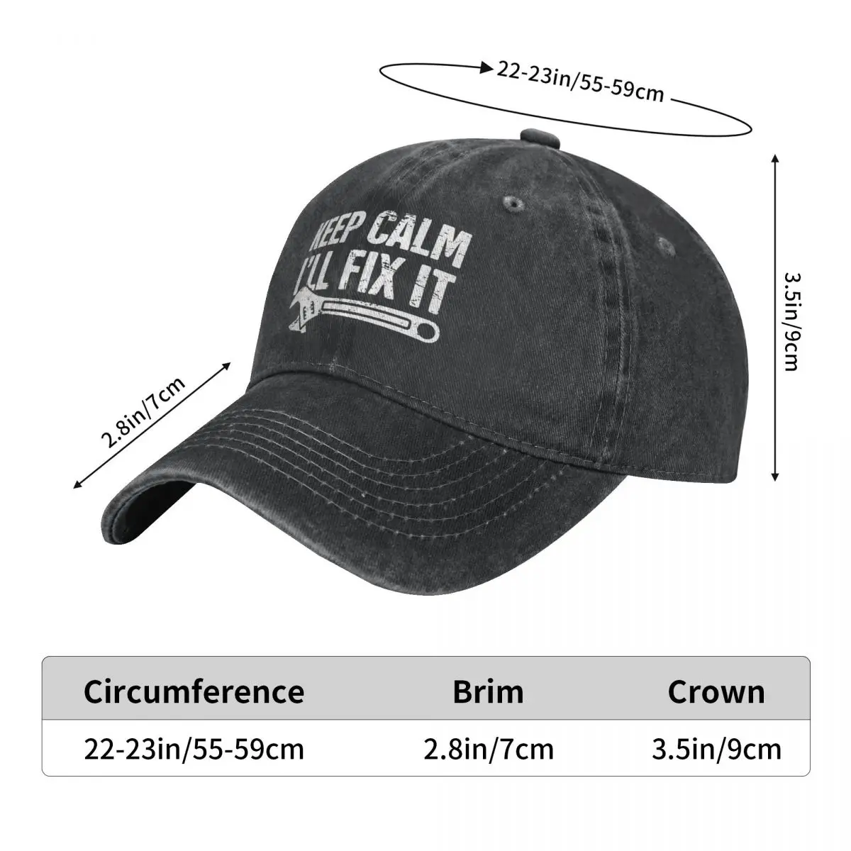 2023 New Vintage 2025 Wash Keep Calm I'll Fix It Mechanic Baseball Caps Men Women Denim new Snapback Hats Four Seasons