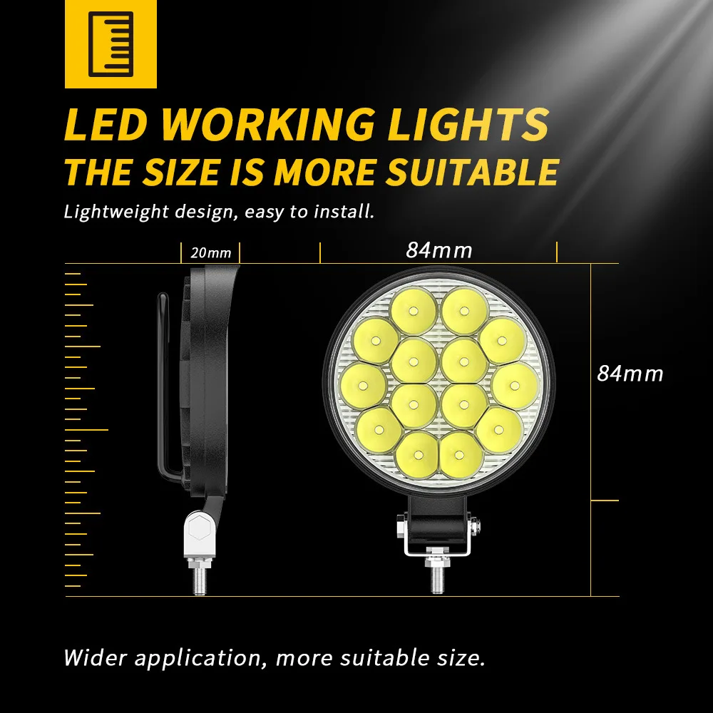 4PCS Car LED Worklights 14LED 42W 6500K Offroad Work Light Modified Headlight Engineering Spotlights For ATV UTV Truck Tractor