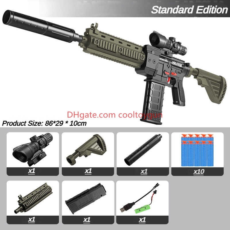 Electric M416 Soft Bullets Toy Gun Detachable Submachine Gun Foam Darts Model Outdoor Cs Pubg Game Prop Look Real Collection Birthday Gifts For Boys F