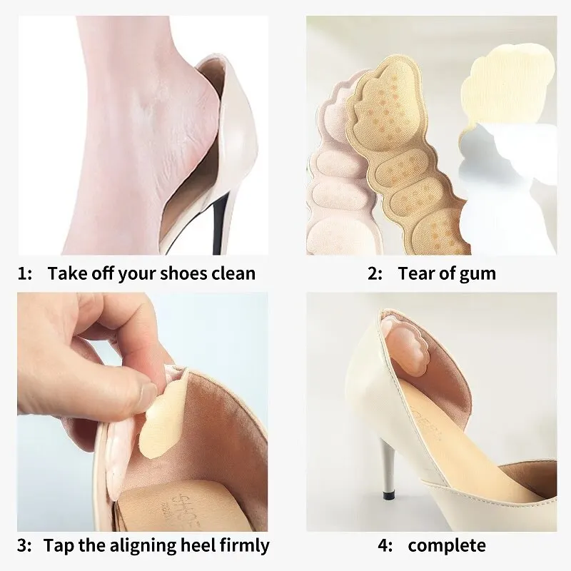 4Pairs Women Insole for new High Shoes 2025 Heel Pad Adjust Size Adhesive Heels Pads Liner Grips Protector Sticker Pain Relief Foot Care