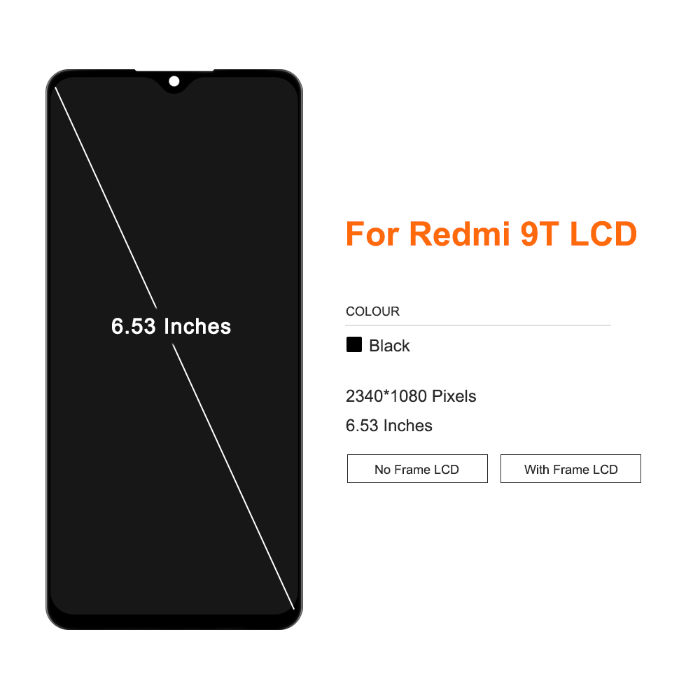 6.53'' Original Screen For Redmi 9T LCD Display Touch Screen Digitizer Assembly with new Frame For Redmi 9T 2025 J19S M2010J19SG LCD