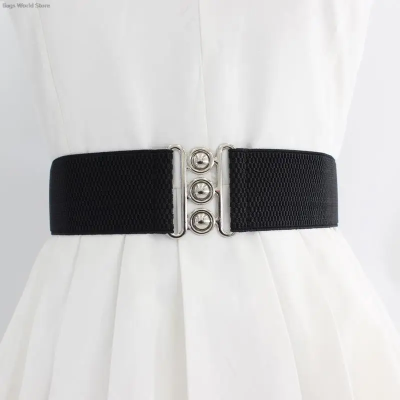 1pc 5cm Wide Elastic Belt Stretchy Belt Wide Waist Vintage Stretch Cinch with Buckle Belts Waistband for Women