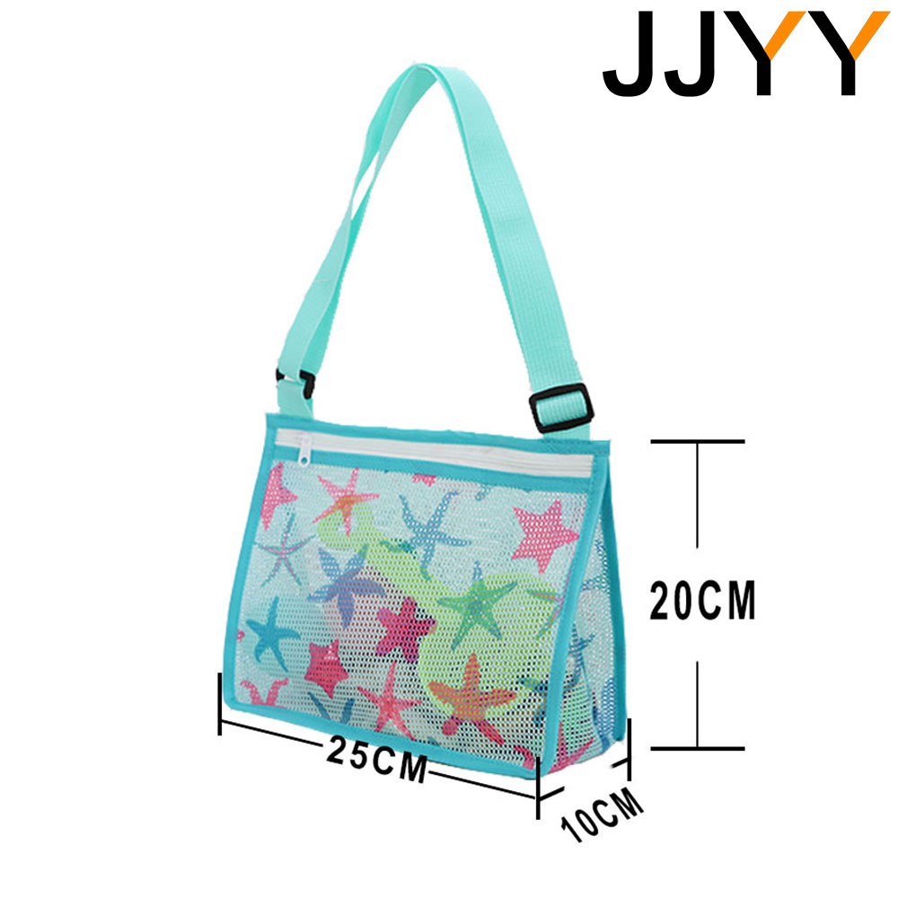 JJYY Foldable Beach Bag Beach Mesh Toy Seashell Tote Kids Toy Storage Bag