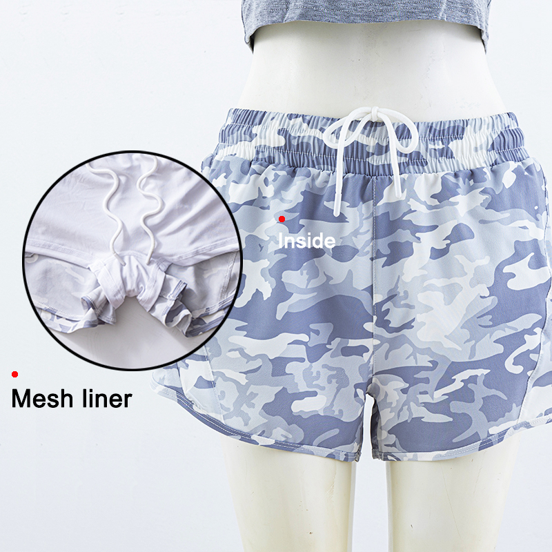 NWT Camouflage High Waisted Athletic Shorts Running Workout Shorts with Liner and Zip Pocket 4 Inch Training Sports Wear