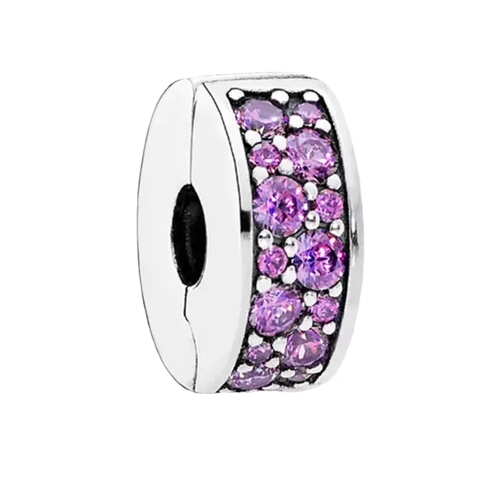 New 925 Sterling Silver Purple Bead Flower Dangle Charm Fit Original Pandora Brand Bracelet And Necklace 925 Jewelry Gift making