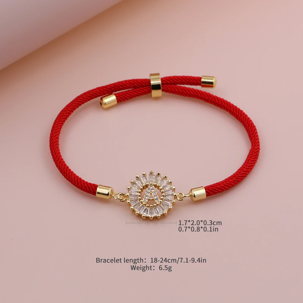 2024 Simpel New Classic A-Z Heart Initial Letter Bracelet Women Adjustable Red Rope Bracelet For Women Jewelry Gift
