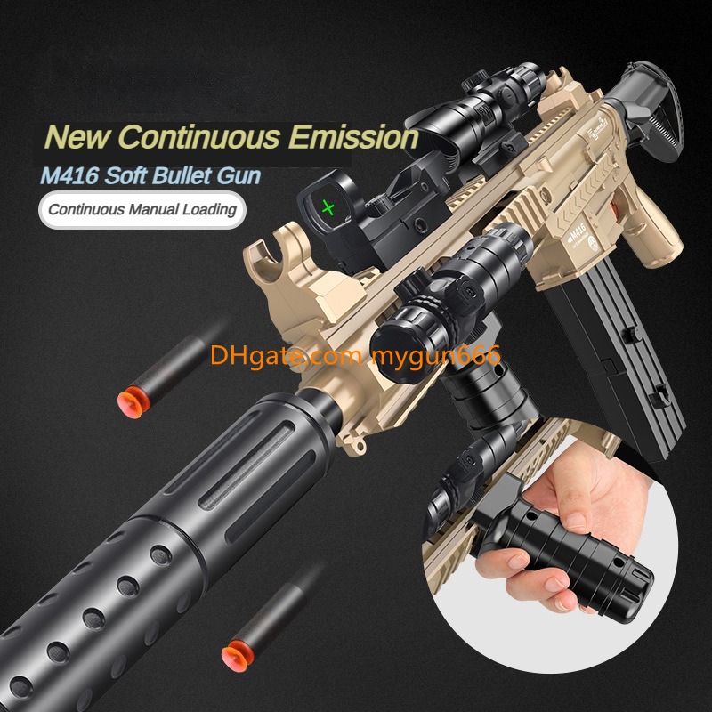 M416 Soft Bullets Toy Gun Manual Shell Ejected Launcher Outdoor Cs Pubg Game Prop Foam Dart Look Real Moive Prop Collection Birthday Gifts for Boys Fi