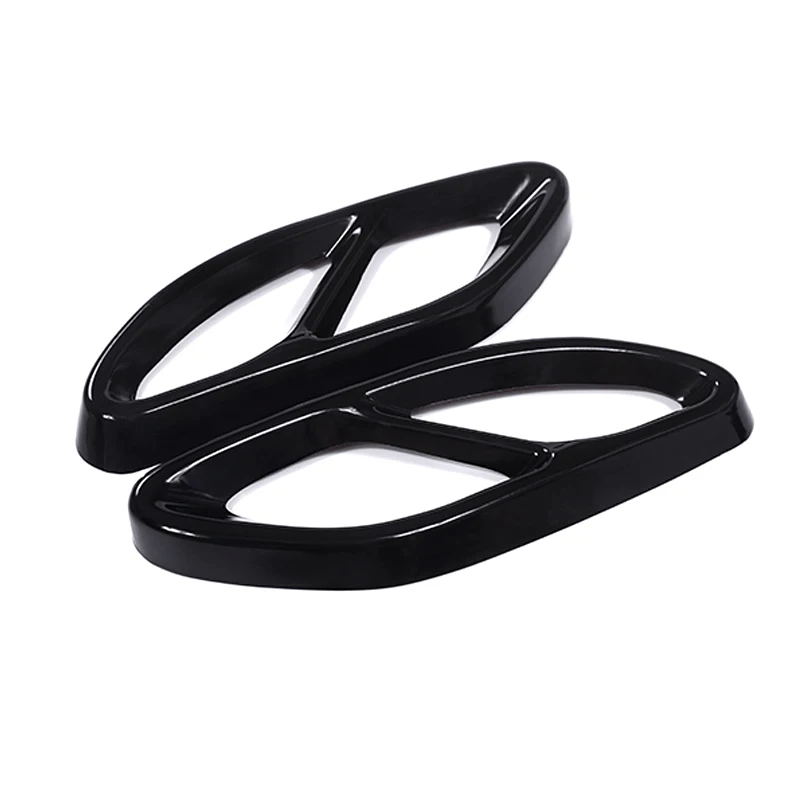 2pcs Car Part For Mercedes Benz GLC C E-Class C207 Coupe 2014-2017 W212 W213 W205 X253 C180 C200 Gloss Black Steel Exhaust Trims