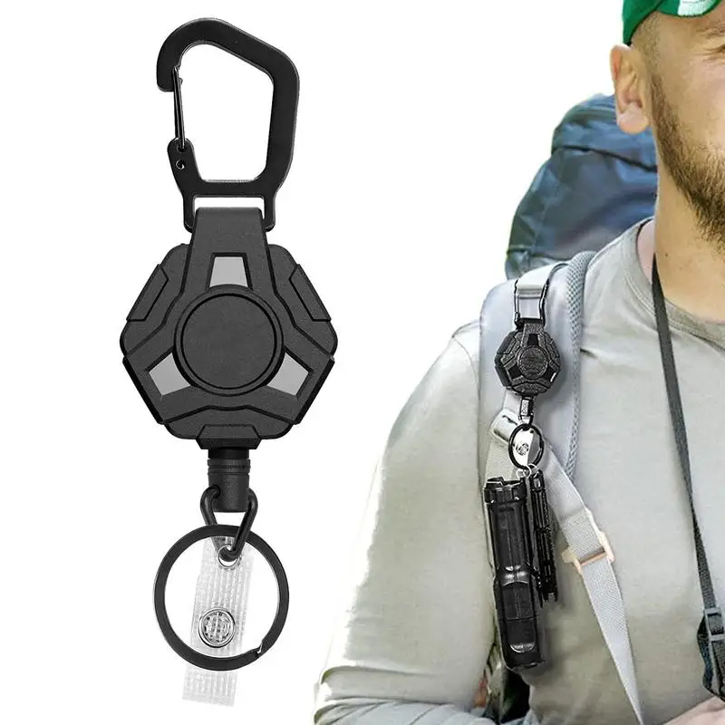 Retractable Keychain Heavy 2025 Duty Belt Clip Polygonal Keychain Clip Heavy Duty Carabiner Badge Holder new Keychain With Carabiner