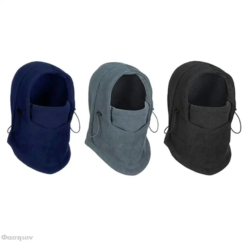 Thermal Fleece Balaclava Warm Cap Winter Beanies Hats Waterproof Face Cover Hat Hooded Neck Warmer Hiking Scarves Men Women