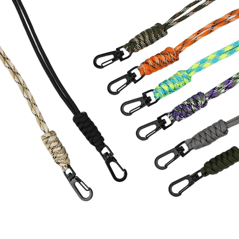 Rotatable Buckle new Key Ring Paracord Lanyard Keychain High Strength 2025 Cord Lanyard Mobile Phone Keychain Whistles Cord Wrist Strap