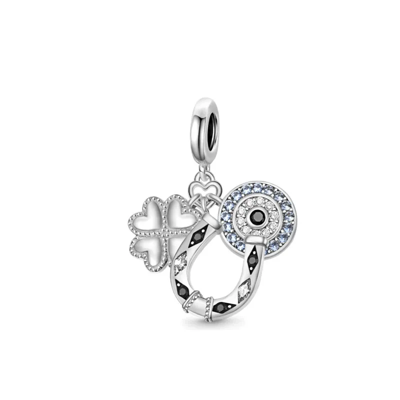 New Fine 925 Sterling Silver Lucky Grass Beads Charms Lucky Clover Dangle Fit Original Pandora Bracelet DIY Women Amulet Pendant