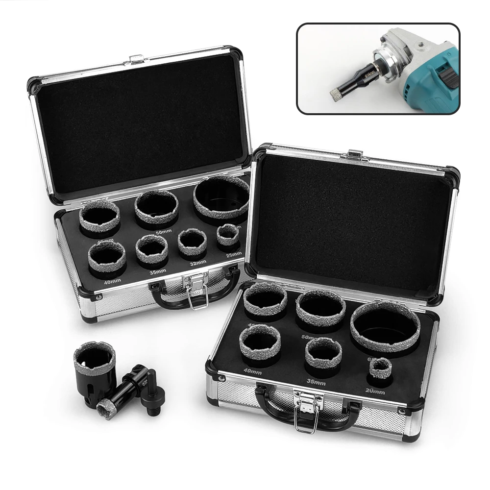 6 Pcs M14 Thread Diamond Dry Drill Bit Vacuum Brazed Drilling Core Bits Set Porcelain Tiles Crowns Granite Marble Hole Saw Tools