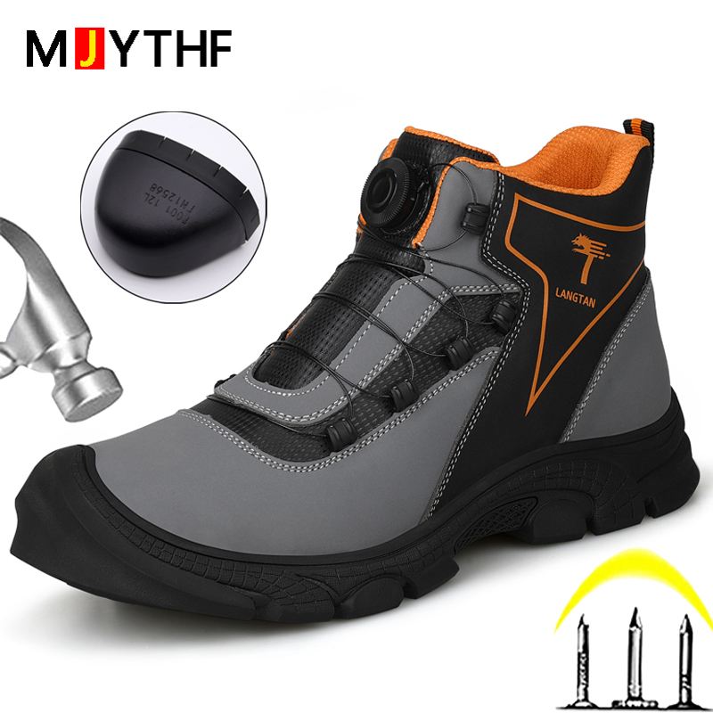 European 2023 Standard High Top Safety Men Anti-smashing Anti-piercing Work Boots Wear Resistant Male Indestructible Shoes 2cd7 4