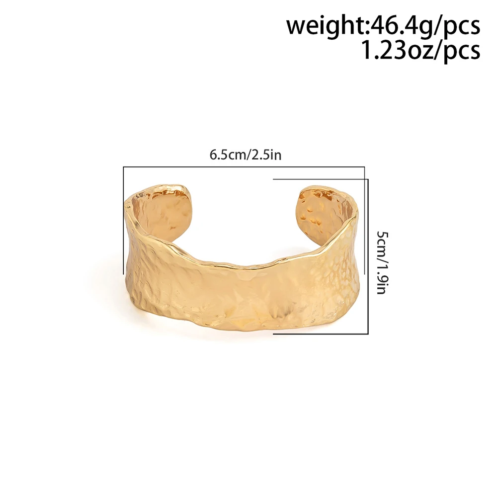 Trendy Punk Gold Color Metal V-Notched Bracelets For Women Hip Hop Personality Irregular Opening Handpiece Bangle Jewelry