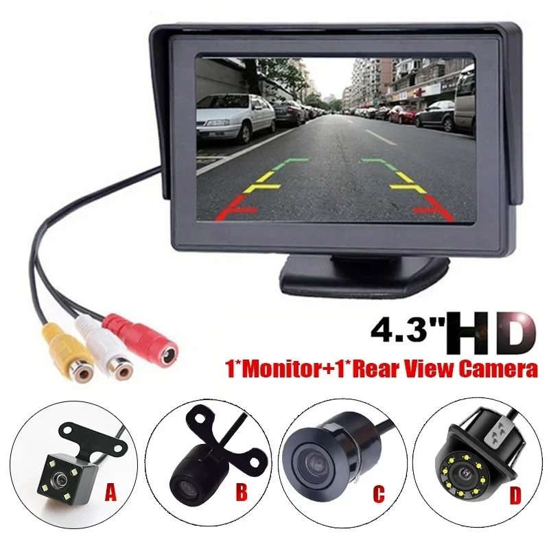 Car Reverse Monitor with Rear View Camera Backup Camera Kit Back Up Car Monitor Display Parking System Rearview Reverse Monitor