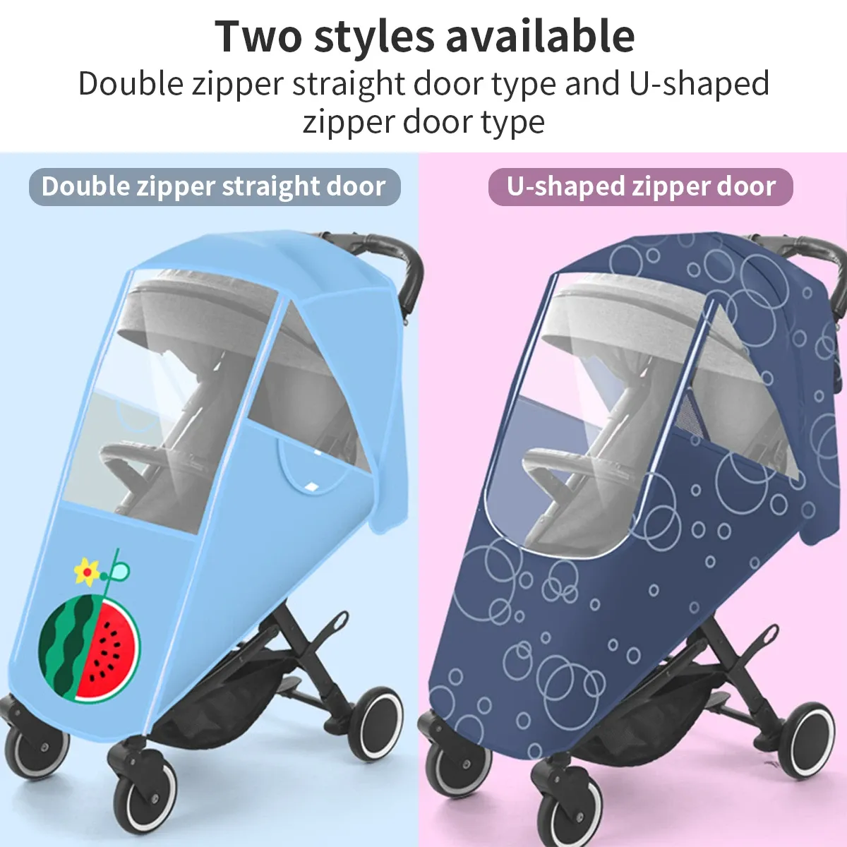 Portable Universal Baby Stroller Waterproof Rain Cover Stroller Accessories Wind Dust Shield Zipper Open for Pushchairs Raincoat