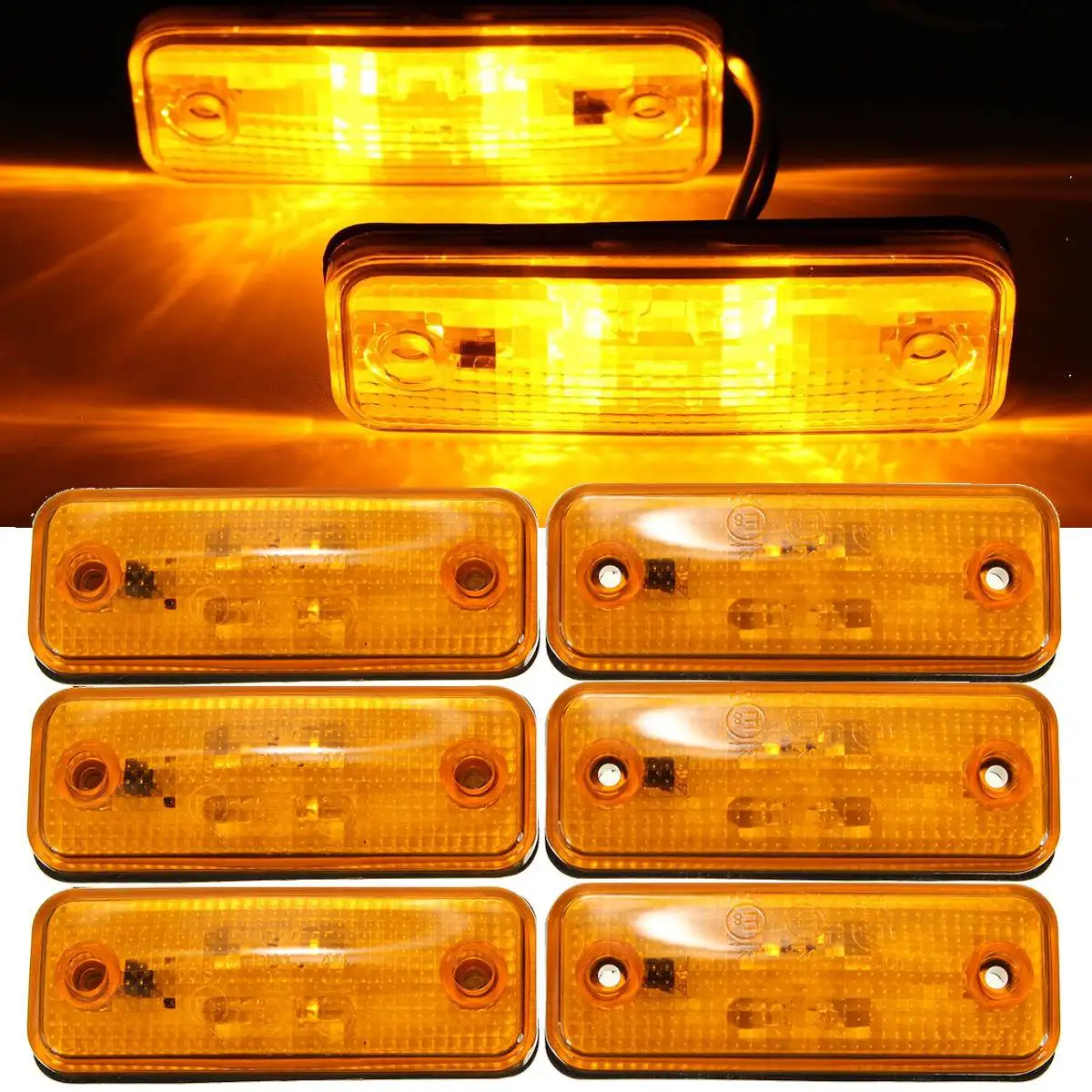 2/4/6pc 12-30V Amber Clearance Side Marker Indicator Light For Trailer Truck Caravan Van Signal Lights Turn Lights Accessories