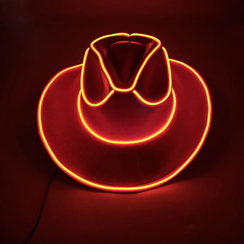 Western LED Cowboy Hat Cowgirl Hat Retro LED Light Brim Jazz Top Hat Glowing Bride Hat Cosplay Costume Cowboy Suit For Women Men