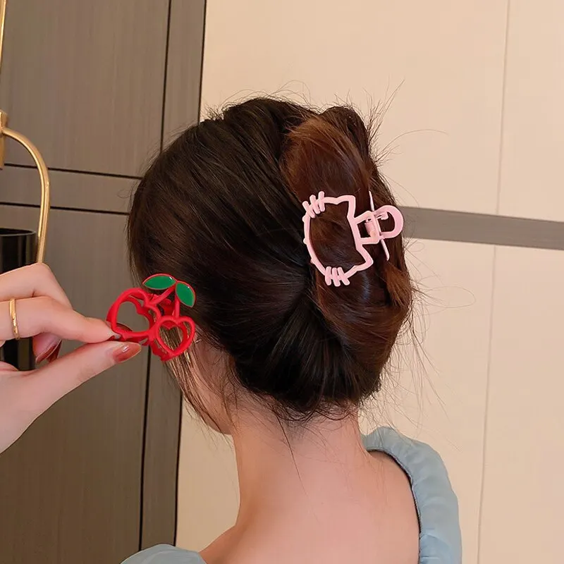 1/2pcs Pink Cat Bear Hair new Claw Simple Wild Geometric Women Girls Gift Clamps Hair Crab Metal Hair Clip 2025 Claw Accessories Headwear