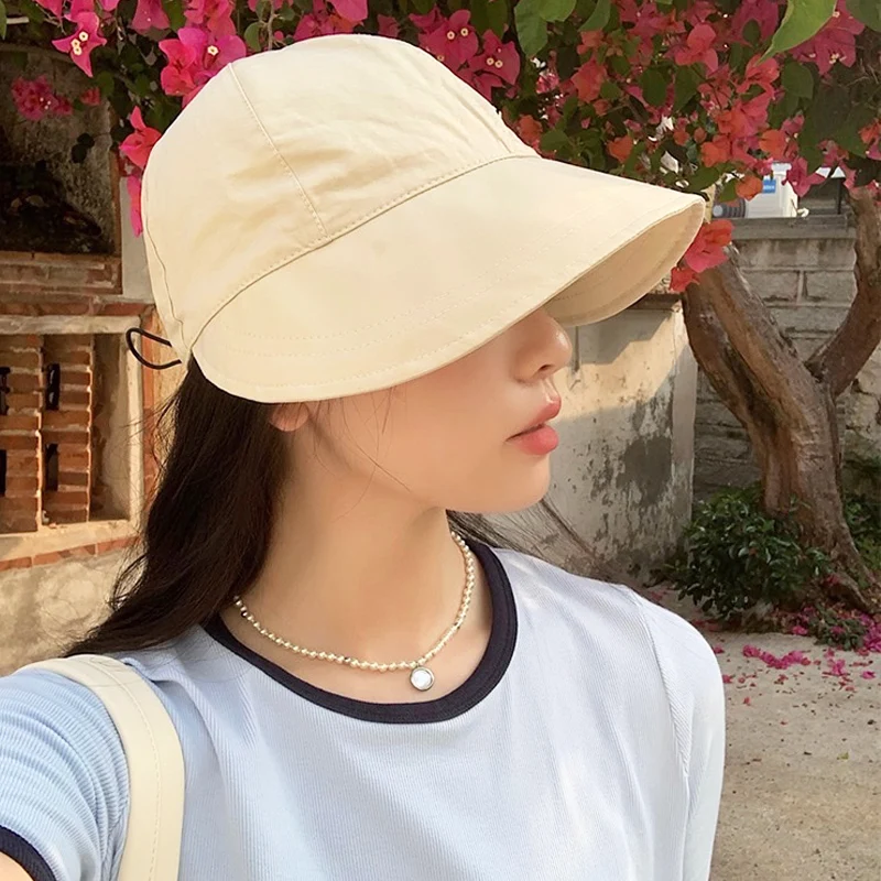 Foldable Wide Brim Sun 2025 Hats Drawstring Adjustable Caps Men Women Beach Hat Summer Breathable new Quick-drying Visors Fisherman Cap