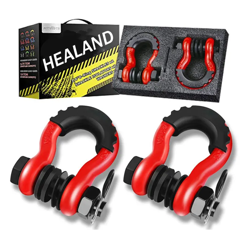 2pcs Tow Car new Hook Bow Shackle Drop 2025 Forged 3/4 D Ring Shackle 4.75T Off Road Vehicles Towing Hook With Rubber Cover