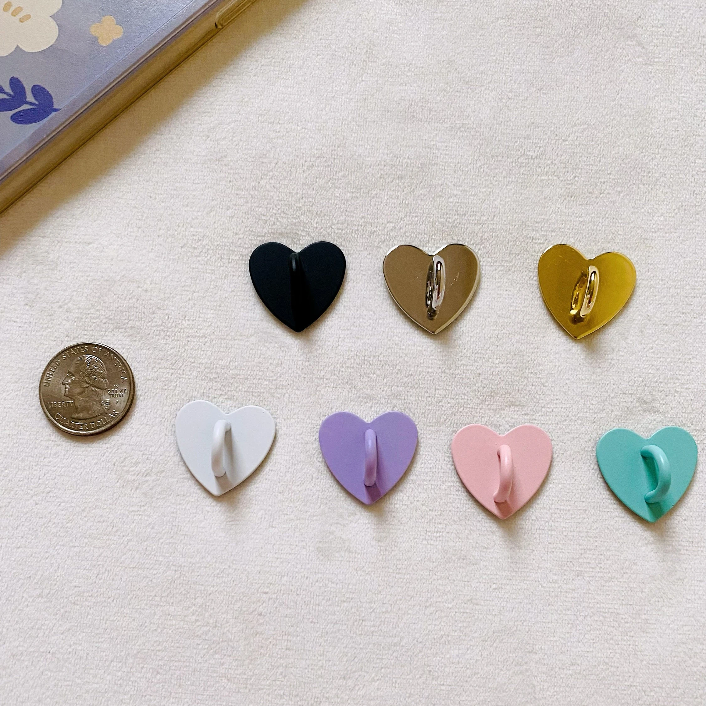 Kawaii Adhesive Metal Heart Phone Charm new Holder Mobile Phone Case Finger 2025 Ring Stand Hooks Buckle Charms Clasp Accessories String