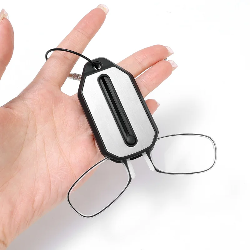 Nose Clip Reading Glasses for Men Women Portable Hyperopia Glasses Eyeglasses Folding Glasses with Keychain +1.0 To +3.0