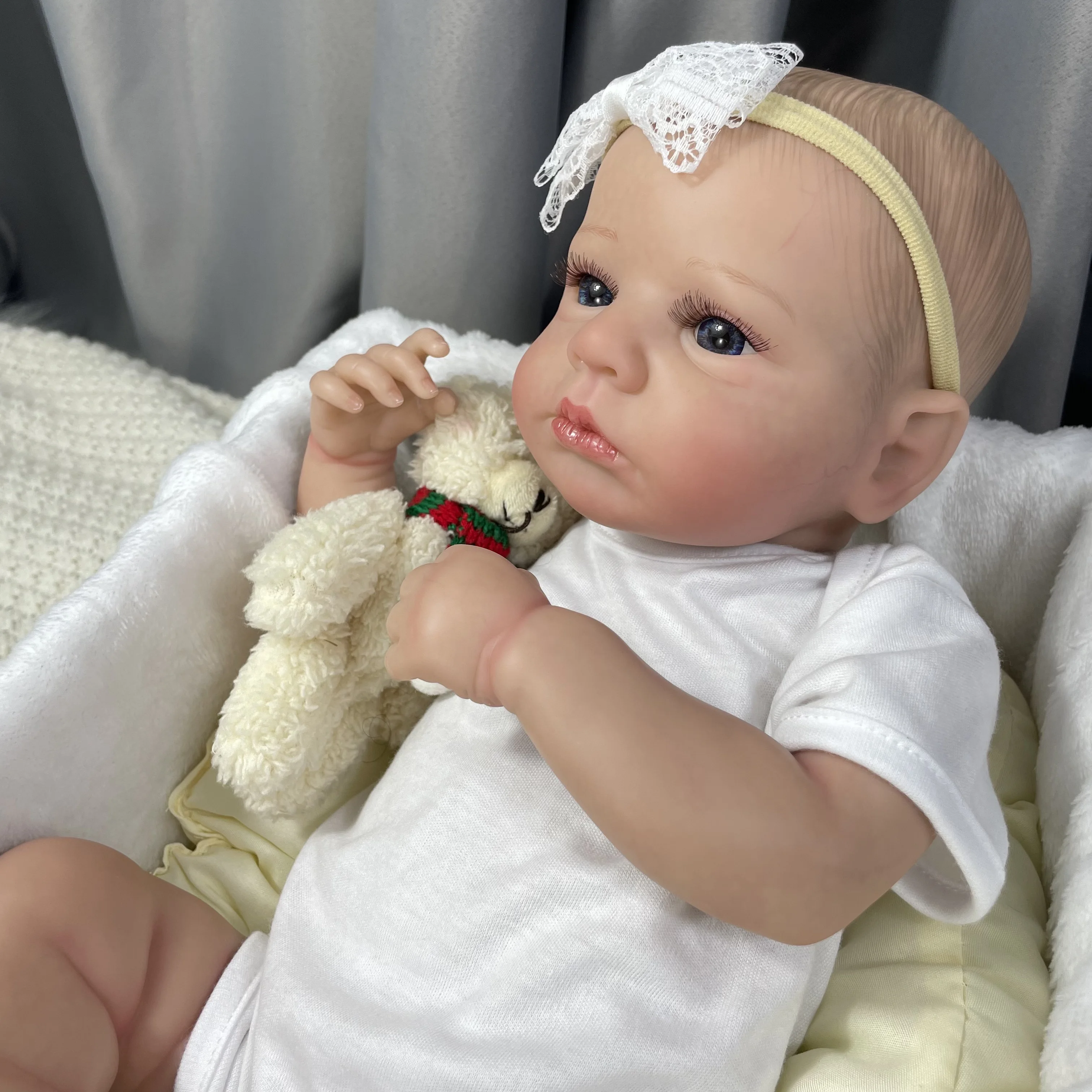 50CM Already Painted Finished Reborn Baby Doll LouLou Awake Newborn Baby Size 3D Skin Visible Veins Collectible Art Doll