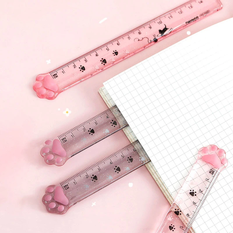 Cute Cat 2025 Paw Straight Rulers new Kawaii 15cm Measuring Ruler Students Drawing Tool Korean Stationery School Office Supplies