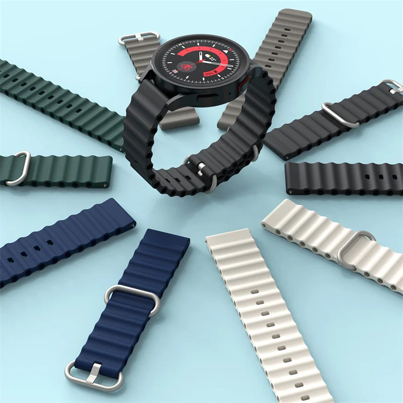 22mm 20mm watch band For Samsung Galaxy Watch 4-classic/5-Pro-3/active 2/Gear S3 Silicone Ocean correa Huawei GT 2 3 pro strap