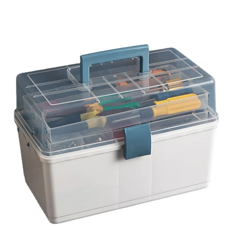 Multifunctional Fold Tools Box Large-capacity Rigid Plastic Case Shockproof Suitcase Parts Organizer Professional Empty Tool Box