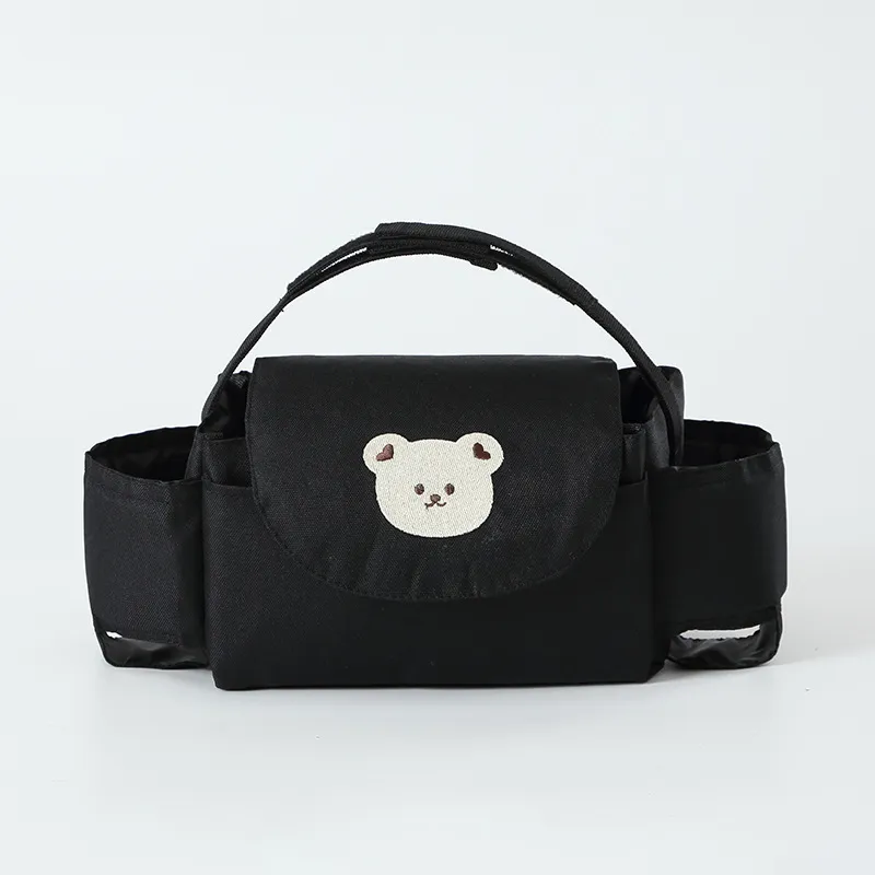 Mommy Bag for Cart Basket Baby Accessories Stroller Bag Diaper Pouch Large Capacity Flip Two Bottles Cup Holder Caddy Organizer