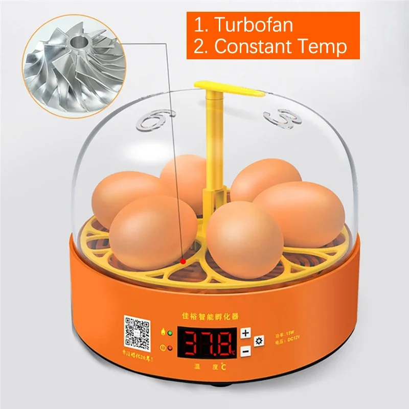 Mini Eggs Incubator for Chicken Goose Bird Quail Automatic Incubation Equipment Hatchery Incubation Tools 6 Eggs Turning Brooder