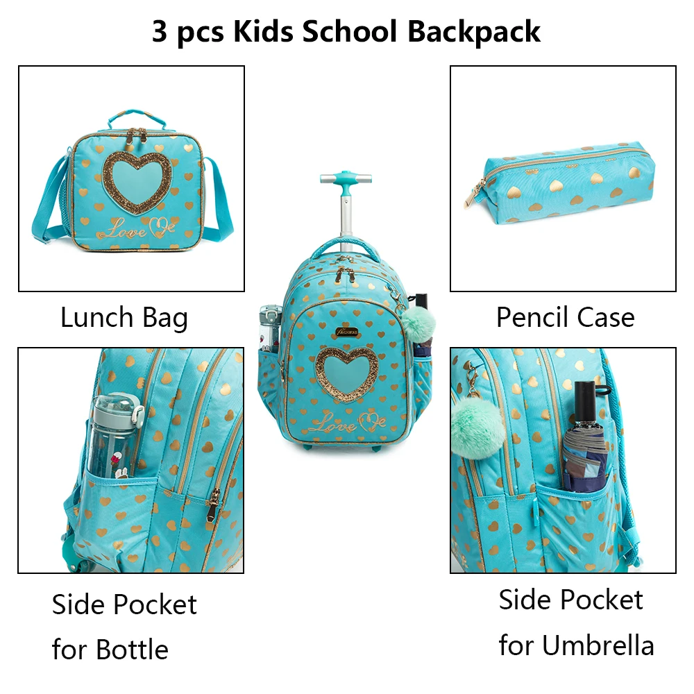 Children School Rolling Backpack Bag School Wheeled Backpack for Girls 2025 SchooTrolley Bag Wheels Kids new Travel Lage Trolley Bags