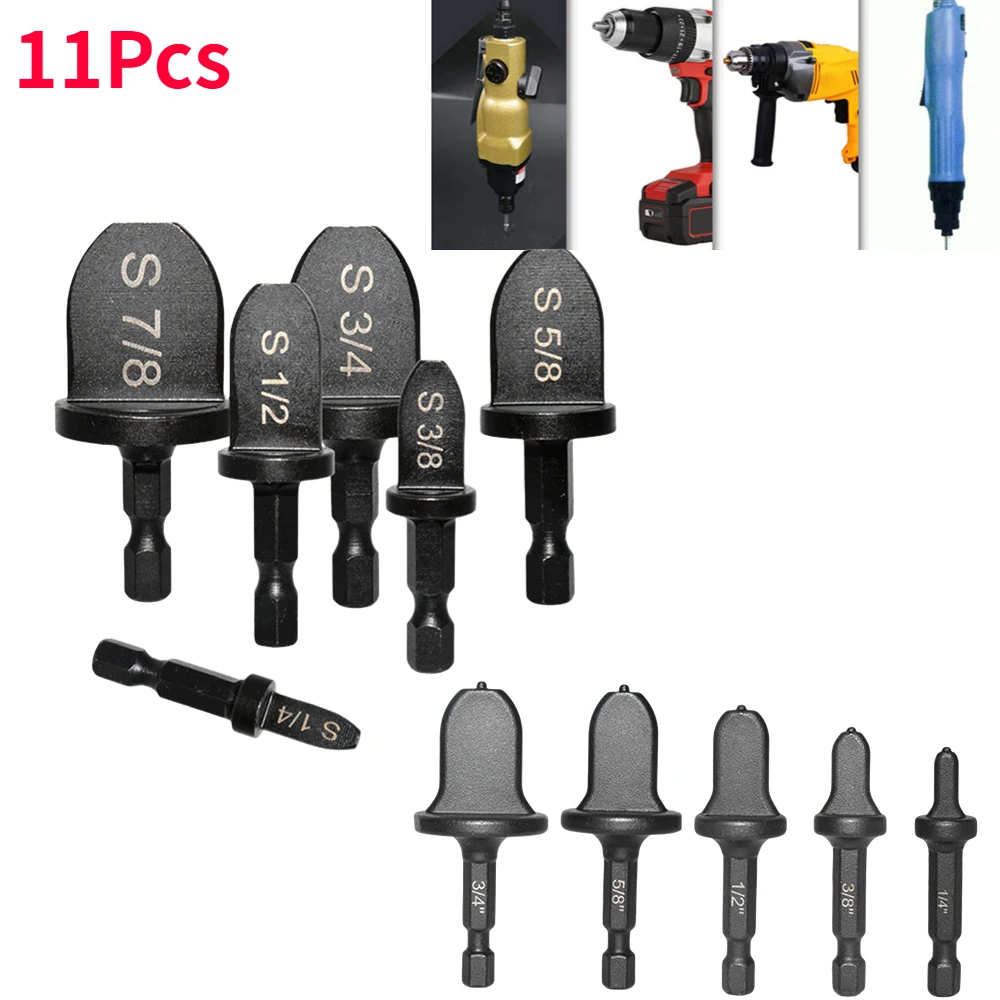 11Pcs Imperial Tube Expander Electric Drill Bit Flaring Tools Air Conditioner Copper Pipe new Swaging Hex Shank Electric 2025 Drill Bit