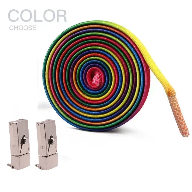 No Dislodging Press Fixed Lock Shoelace Without Tie 2025 Flat Elastic new Laces Sneakers Kid Adult No Tie Shoe Lace Shoes Accessories 8MM