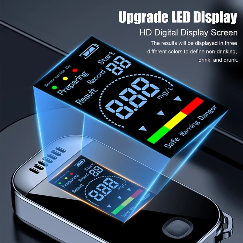 Quick Response Blowing Alcohol Tester Professional LCD Digital Display Drunk Driving Detector Portable Mini Breathalyzer