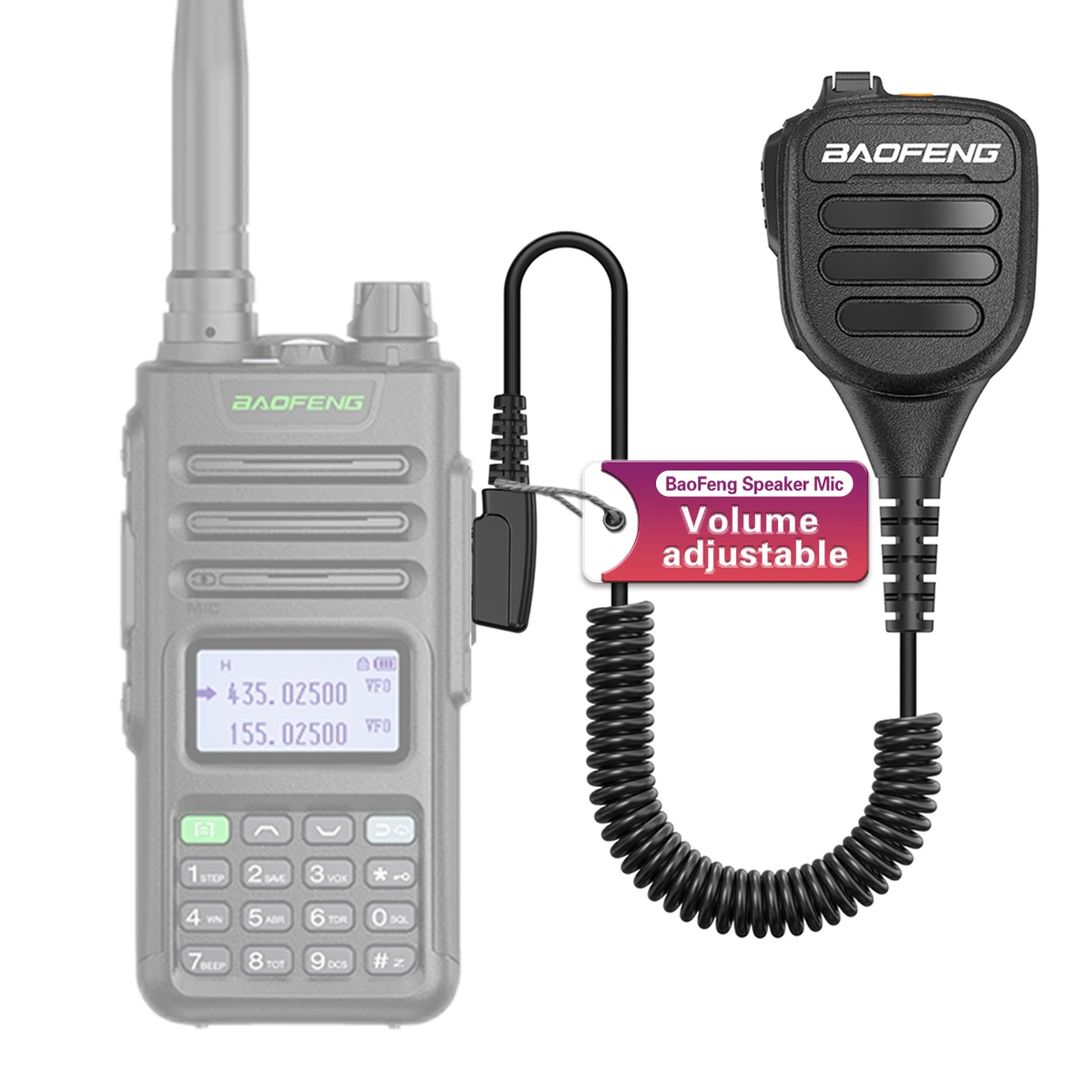 Baofeng BF-850 Speaker Mic Shoulder Microphone Volume Adjustable for UV-5K UV-5R UV-S9 PLUS UV-13 PRO UV16 Ham Walkie Talkie