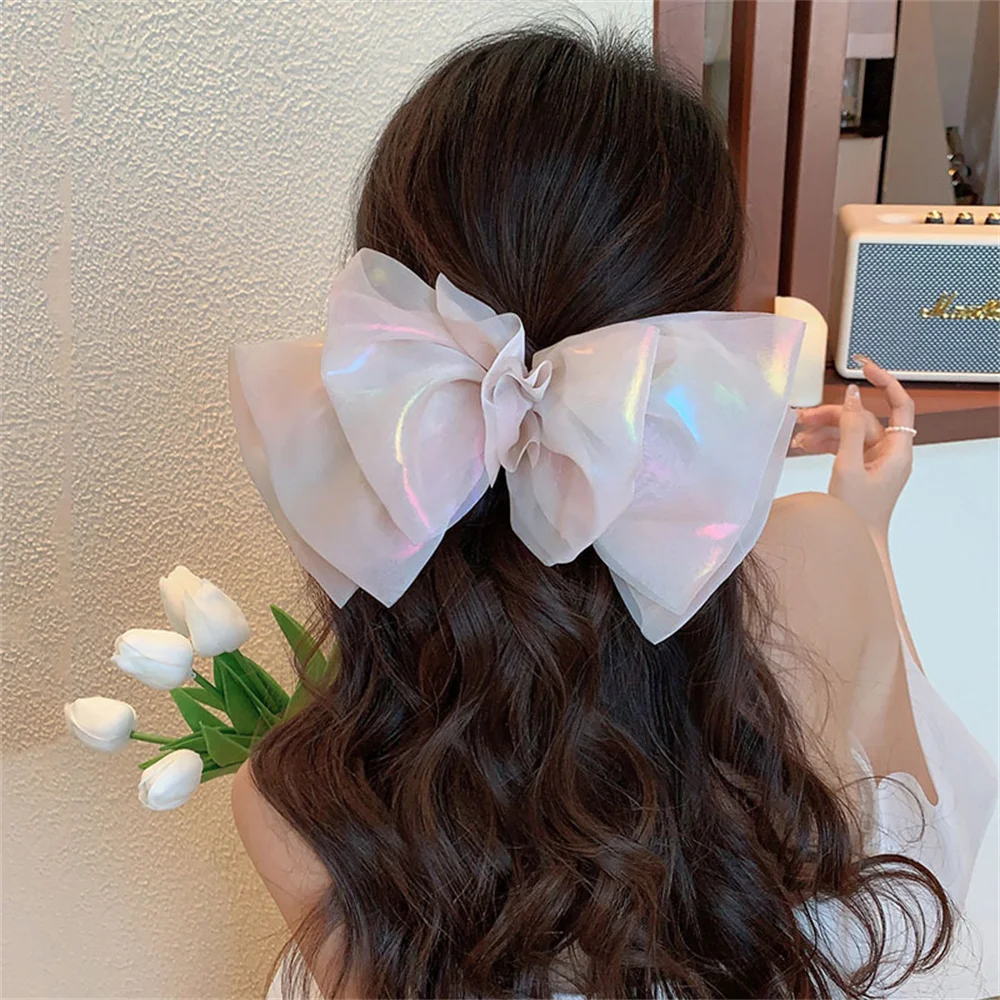 Fresh Flower Mesh Hair Bows Daisy Girls Hair Clips Korean Hairpin Handmade Hairbow Barrettes Party School Hairgrips Accessories