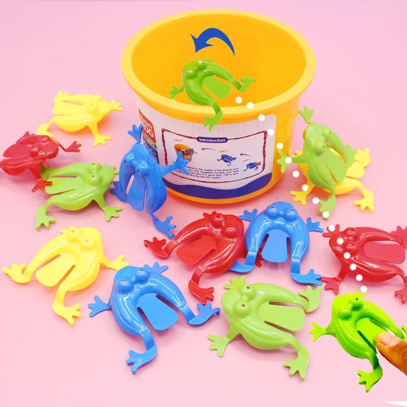 12PCS Jumping Frog Toys For Kids Finger Pressing Bouncing Frog Toy Antistress Relieve Family Game Kids Birthday Party Toys