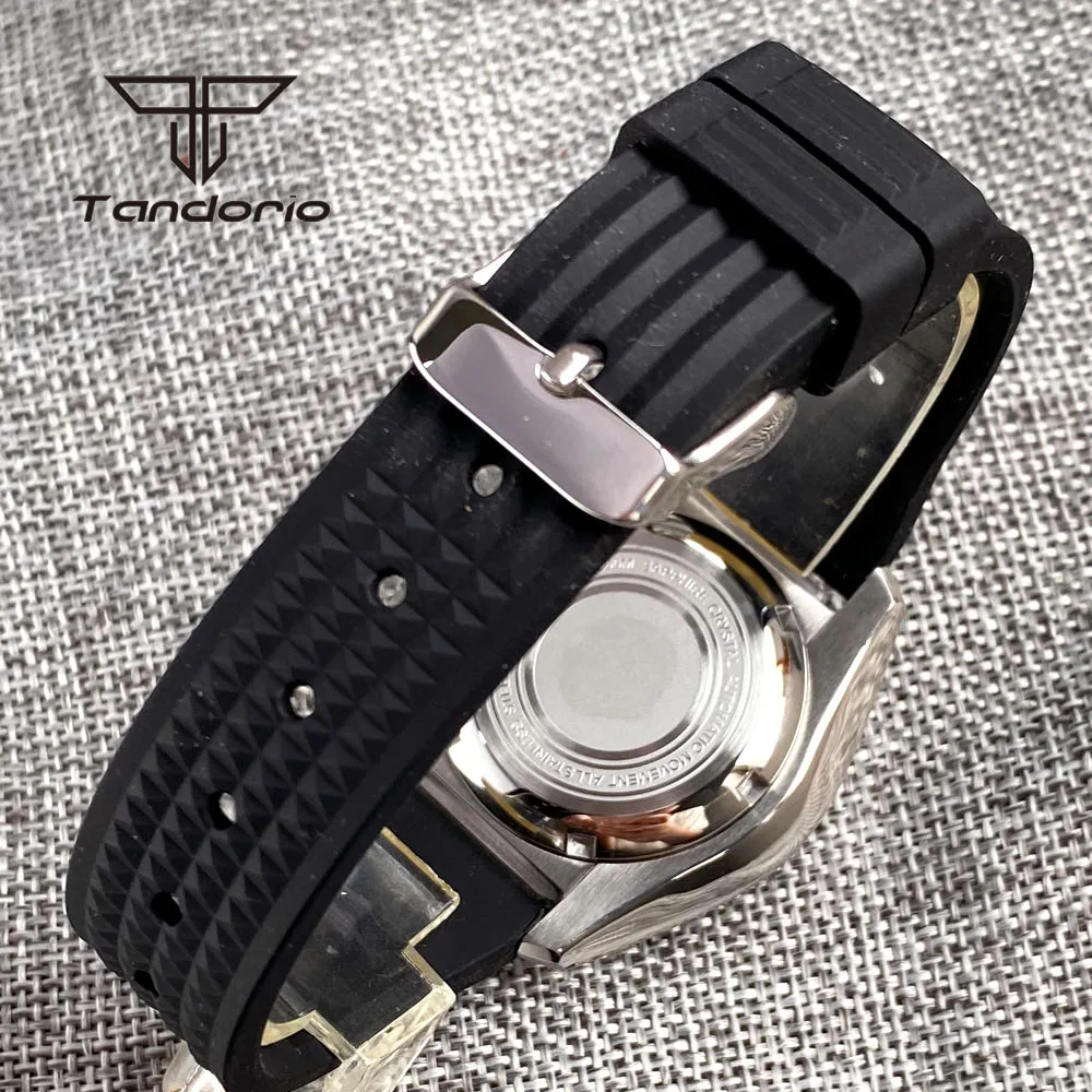 Tandorio NH35A Mother of Pearl Dial Date SBDX001 Model 42.5mm 20Bar Dive Men's Automatic Wristwatch Sapphire Crystal Rubber Band