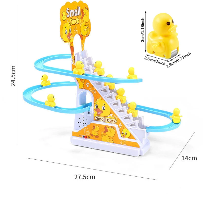 DIY 2025 Rail Racing Track Electric Duck Climbing Stairs Toy Pig Penguins Music Electric Roller new Coaster Toy For Kid Children Gift