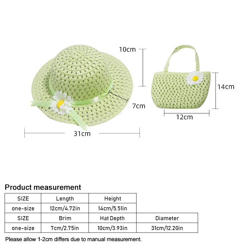 2 Pcs Set 2025 Girls Tea Party Straw Sun Hat and new Purse Sets Kids Child Birthdays Easter Party Daisy Flower Summer Beach