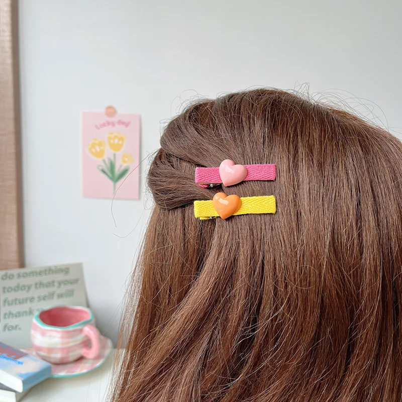 2pc Cute Colorful Heart 2025 Hair Side Clips Hairpin for Women Girls Crab Headband for Gift Hair Accessories new Headwear Ornament