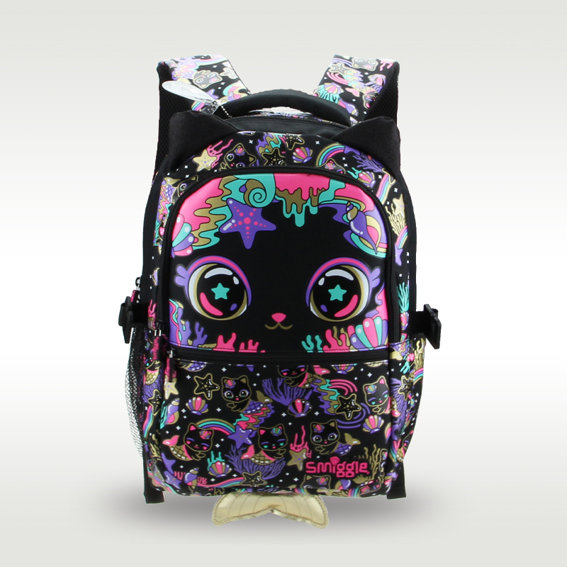 Australian original Smiggle children's hot-selling schoolbag female cute high-quality backpack black cat 16 inches