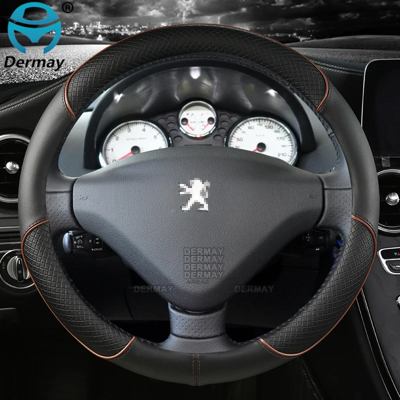 for Peugeot 206 207 307 DERMAY Car Steering Wheel Cover PU Leather Non-slip Auto Accessories Fast Shipping