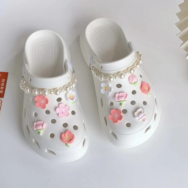 2024 Hot Salling Colorful Flowers Resin Hole Shoe Charm Accessories Diy Shoe Buckle Decor Fit Pins shoes Charms Kid Party Gift