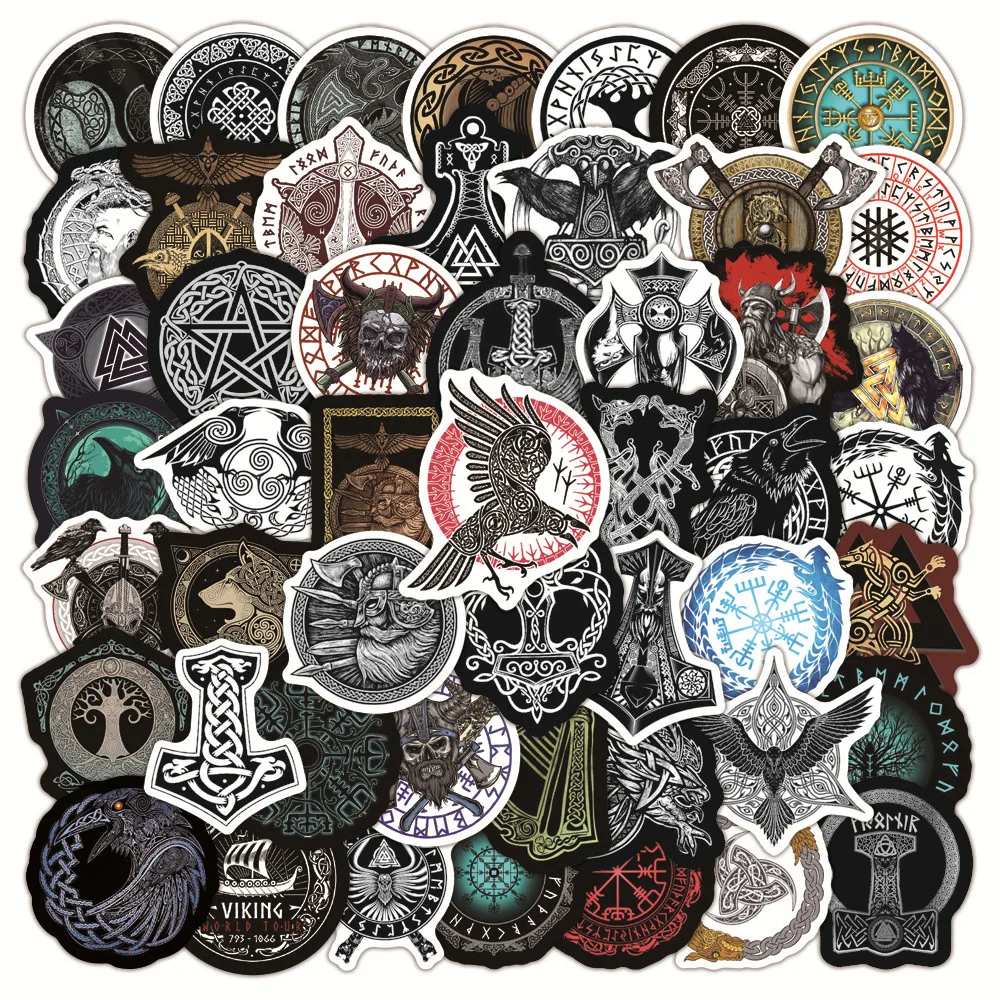 50pcs Mysterious Viking Pirates Style 2025 Stickers Frost Nordic Giant Wolf Defense new Totem Symbol Rune Toys Cool Decal Sticker