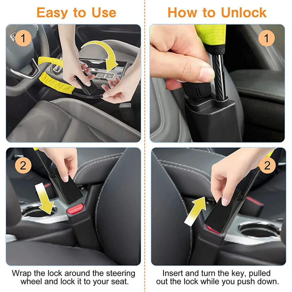 Car Steering Wheel Lock Universal Seat Belt Anti-Theft Lock With 2 Keys Anti-theft Device For Most Cars SUV Car Accessories